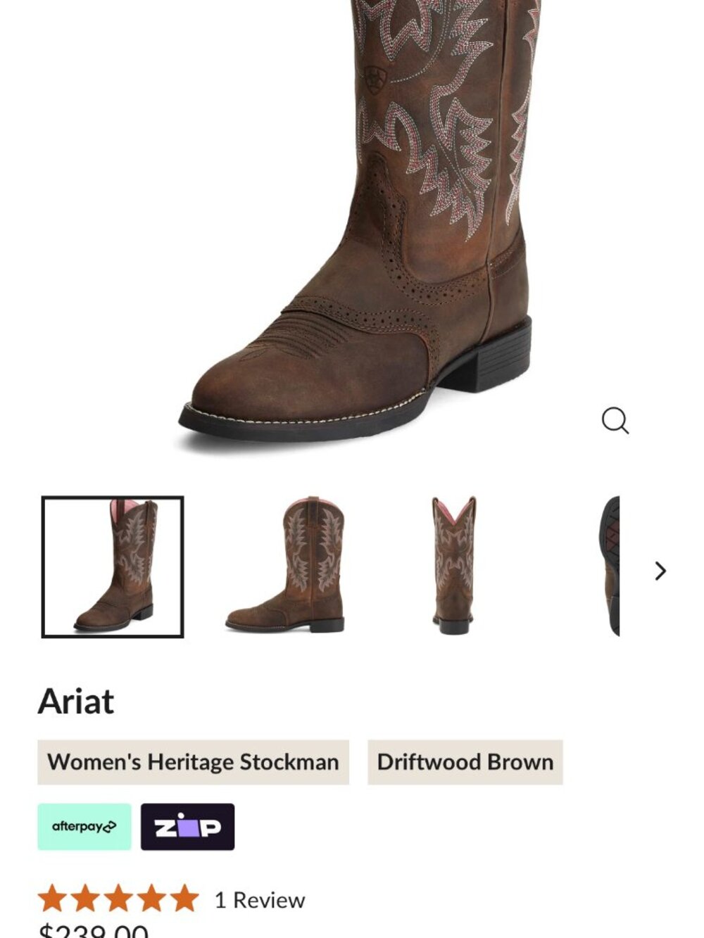 Ariat Women's Heritage Stockman Boots- NWT - Picture 10 of 10